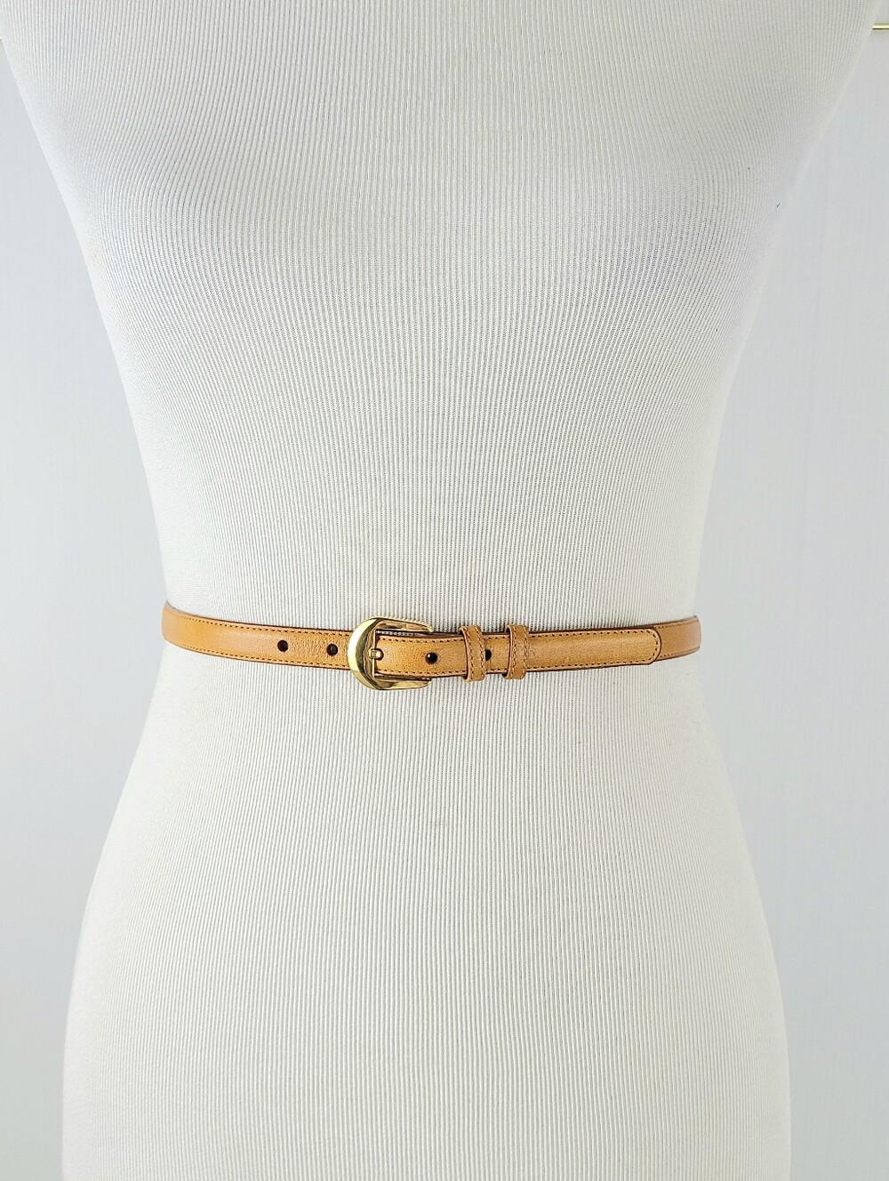 Pierre Cardin Tan Full Grain Cowhide Skinny Vintage Belt